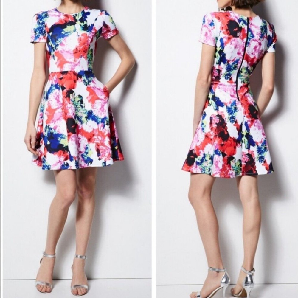 Milly Rosabella Fit and Flare Floral Neoprene Dress Size 4